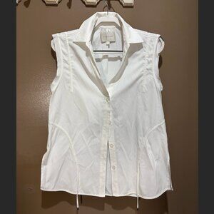 BROCHU WALKER Shirt White Sleeveless Button Small